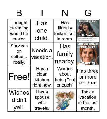 Parenting BINGO Card