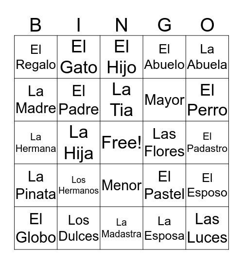 La Fiesta  Bingo Card