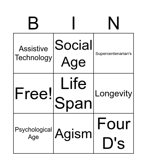 Old People Bingo Card