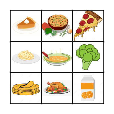 la comida Bingo Card