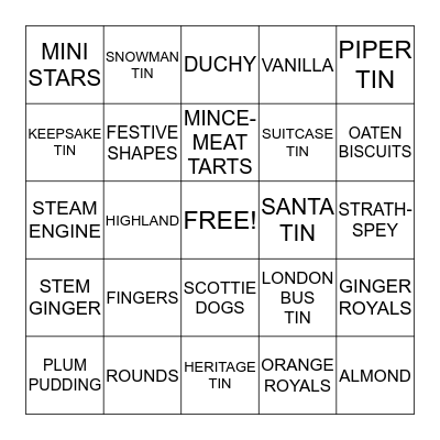 WALKERS SHORTBREAD BINGO Card