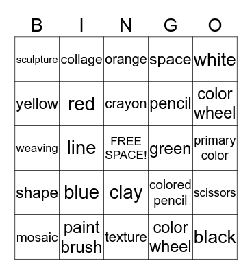 Art Bingo Card