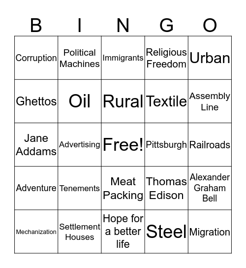 History Bingo! Bingo Card