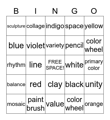 Art Bingo Card