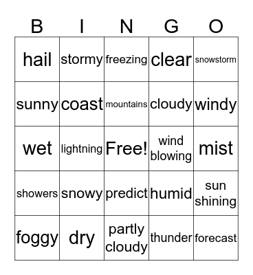Weather Bingo Card
