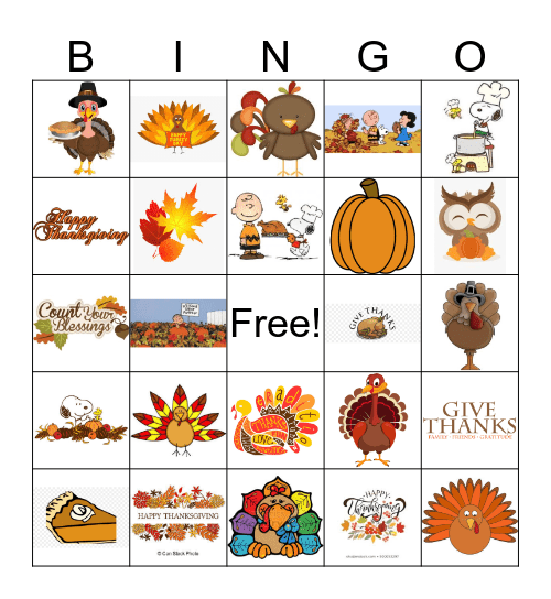 Turkey Bingo  Bingo Card