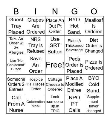 PFC Bingo Card