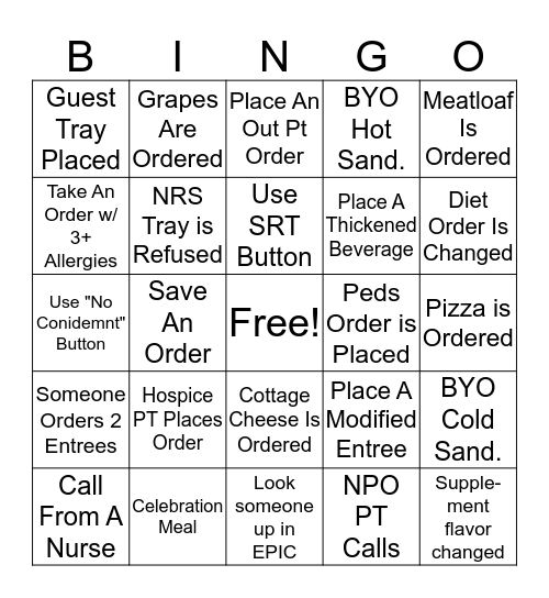 PFC Bingo Card