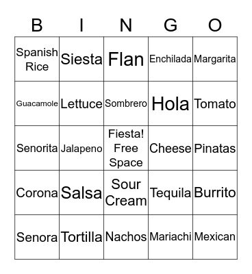 Fiesta Bingo Card