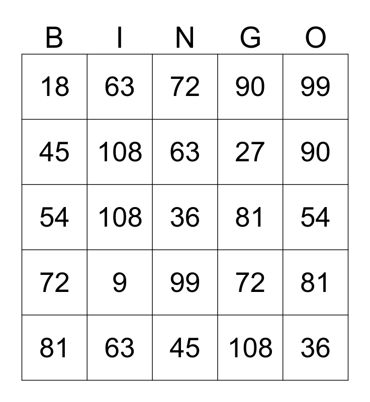 9-times-table-bingo-card