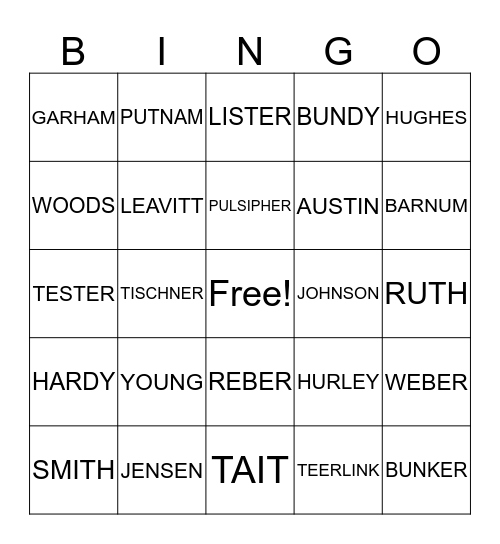 Mormon Hookups Bingo Card