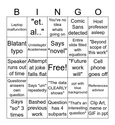 Talk Bingo! Bingo Card