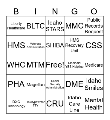 Partners! Bingo Card