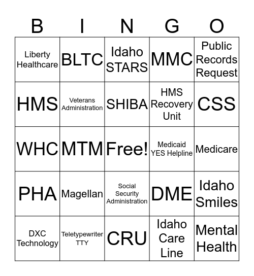 Partners! Bingo Card