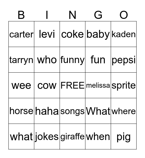 Tune Bingo Card