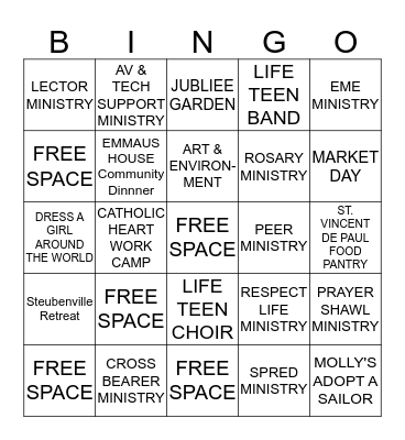 ST. FRANCIS DE SALES MINISTRY FAIR Bingo Card