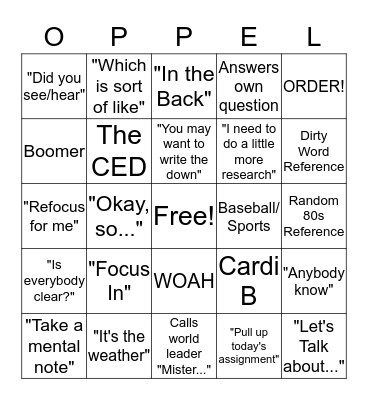 GOPPEL Bingo Card
