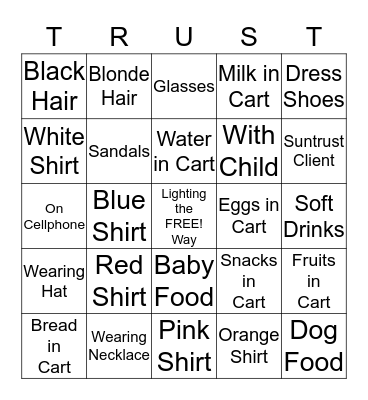 Suntrust Bingo Card