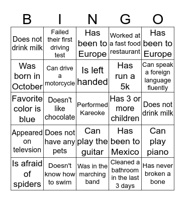 Find someone who has.... Bingo Card