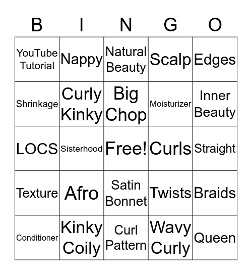 Naturally Beautiful Bingo Card