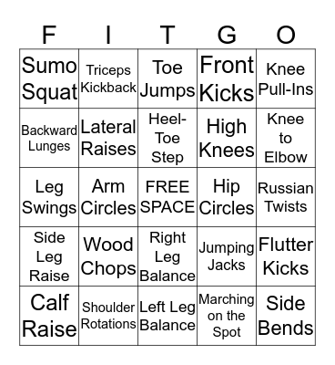 Bingo with a Fitness Twist! Bingo Card