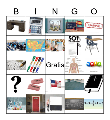 Mi horario escolar y objetos en la clase Bingo Card