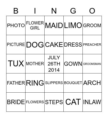 NATASH'S BRIDAL BINGO Card
