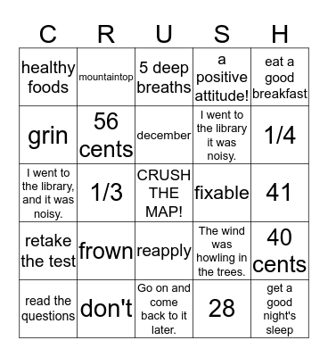 CRUSH the MAP  Bingo Card