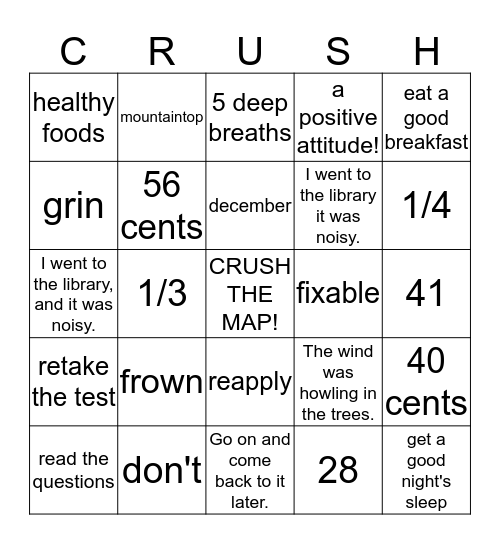 CRUSH the MAP  Bingo Card