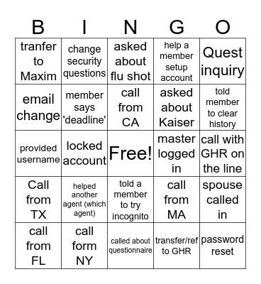 Untitled Bingo Card
