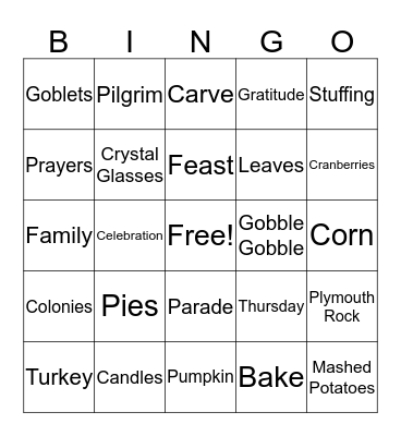 Friendsgiving Bingo Card