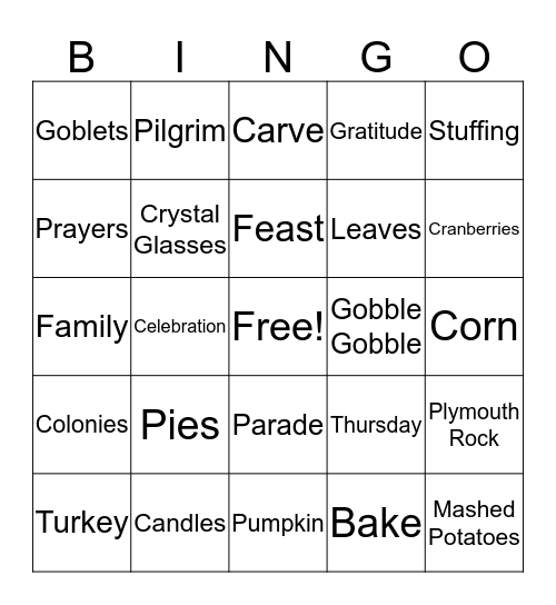 Friendsgiving Bingo Card