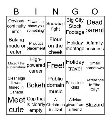 DeWitts' Hallmark Movie Bingo 2019 Bingo Card