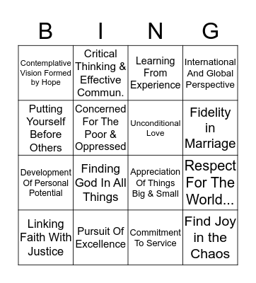 Jesuit Bingo Card
