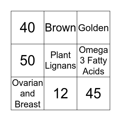 Flaxseed Bingo Card