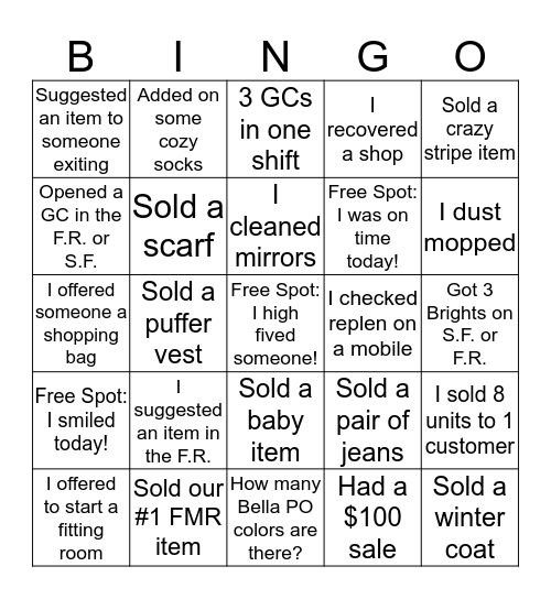BLACK FRIDAY Bingo Card