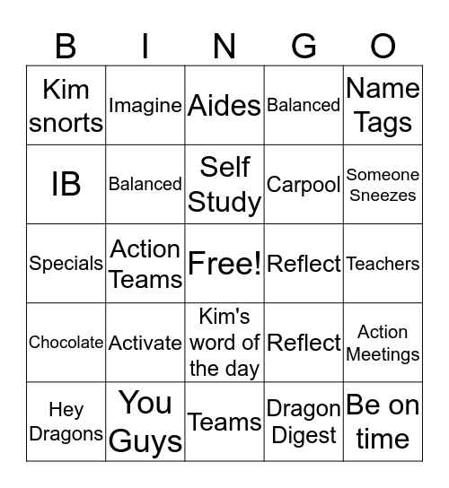 PYP Staff Meetings Bingo Card