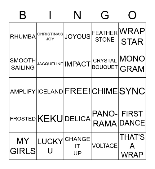 BLINGO Bingo Card