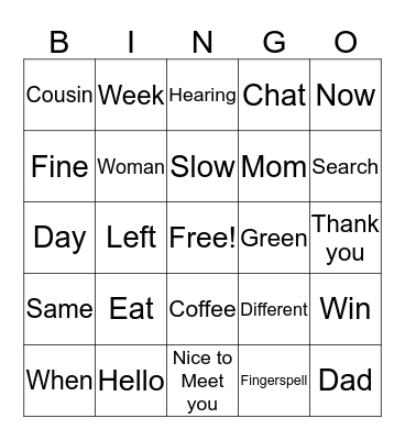 ASL BINGO Card