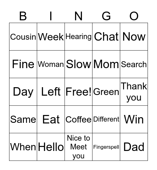 ASL BINGO Card