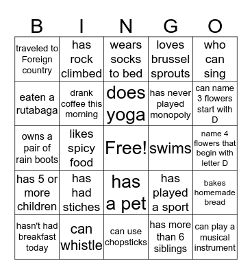 Find Someone Who Bingo Card