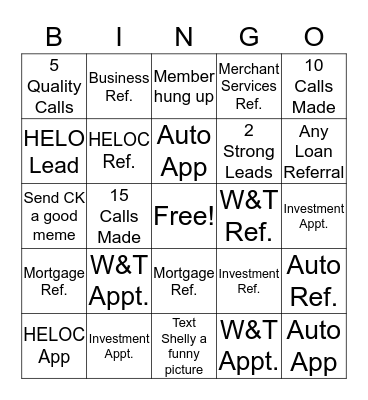 Call Night Bingo Card