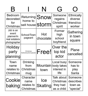 Christmas Movie BINGO!!! Bingo Card