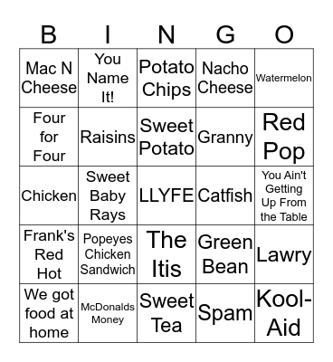 Food Bingo Card