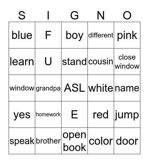 SIGNO Bingo Card