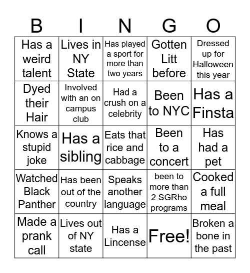 Mingle with the Poodles Bingo Card