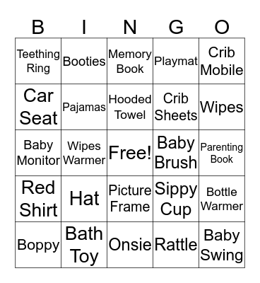 Baby Shower Bingo Card