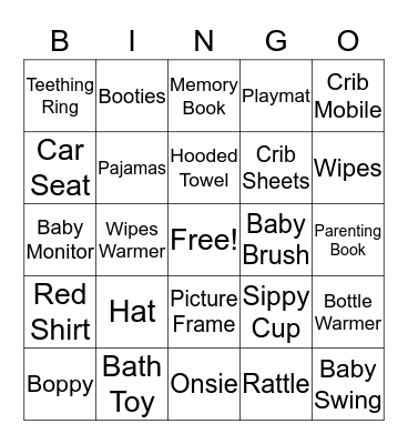 Baby Shower Bingo Card