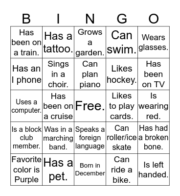 ICEBREAKER BINGO Card