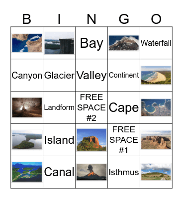 Landforms Bingo Card